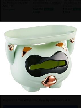 & Other Stories Mint Green Tissue Box Holder with Rose Gold Accents
